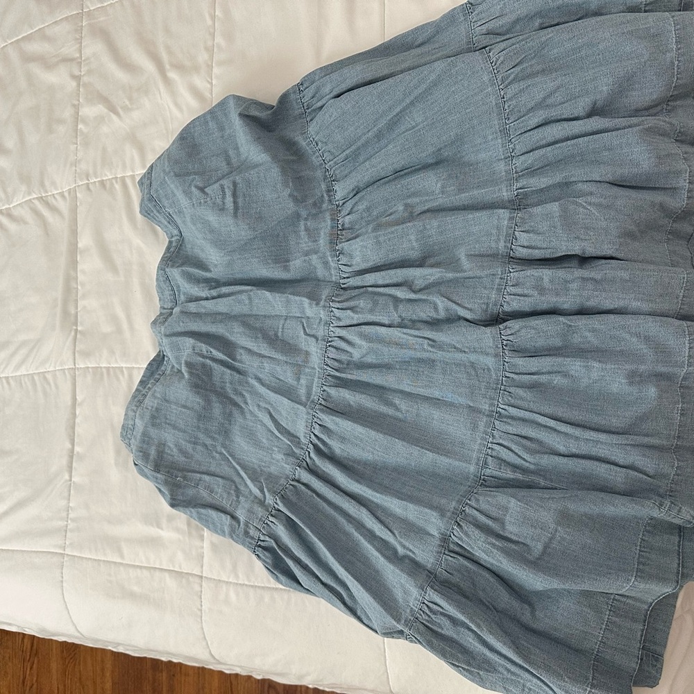 Blue Denim Tiered Skirt